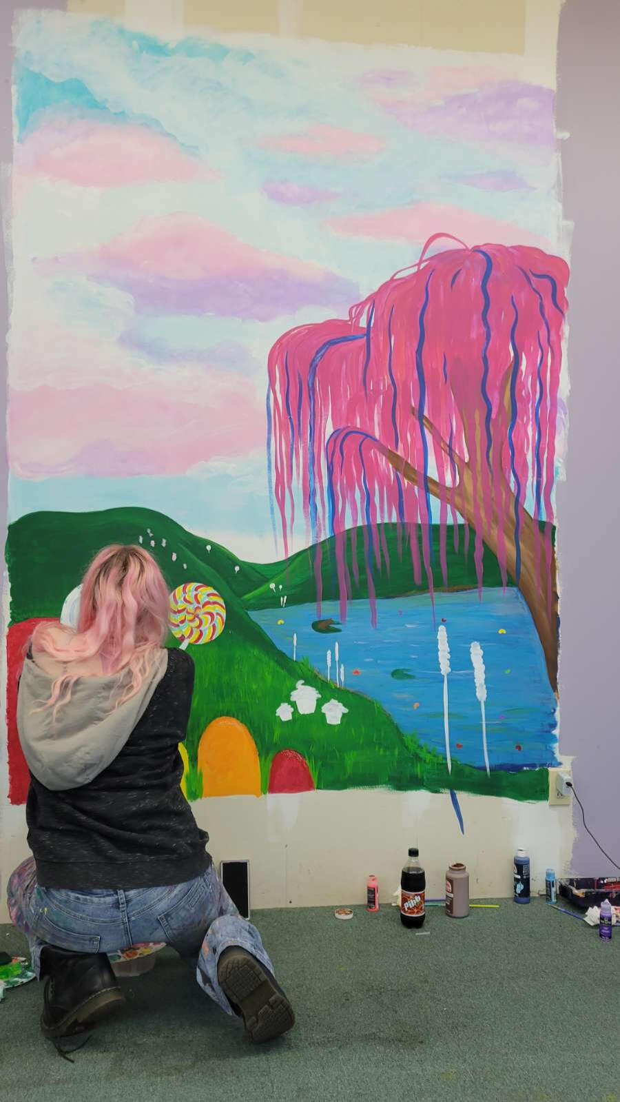 painting gumdrops and lollipops