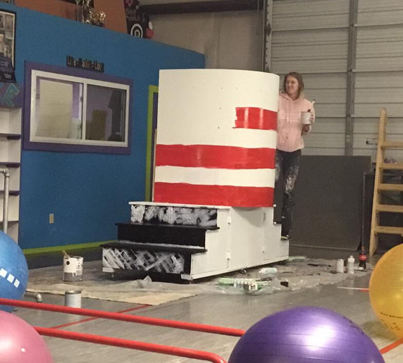 working on cat in the hat prop