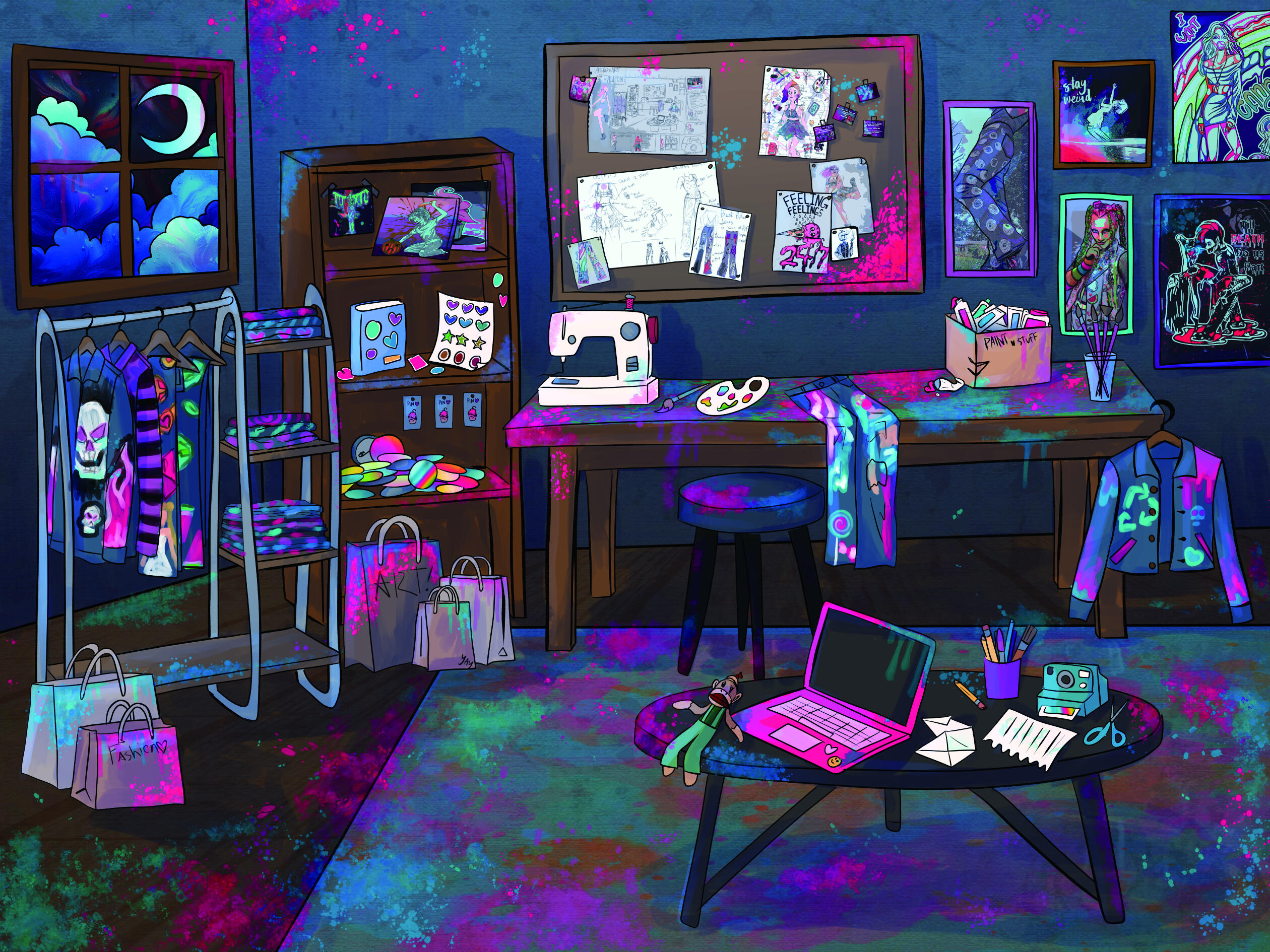 an illustrated image of an art room
