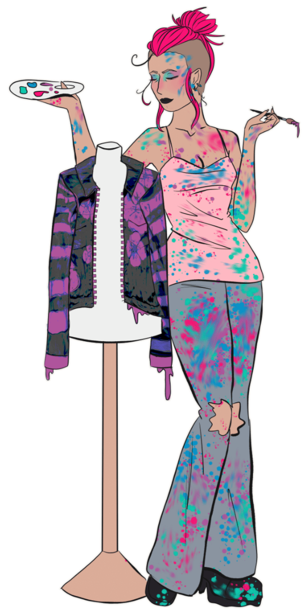 Atagirl painting a jacket