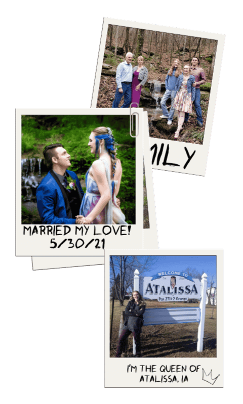 Polaroids of atagirl's family, wedding, and the town that's her namesake