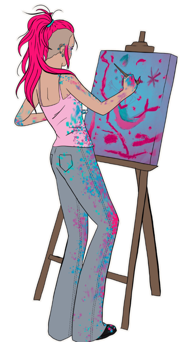 Atagirl creating artwork